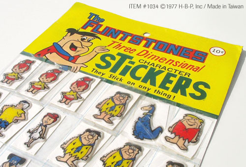 FLINTSTONES 3D Puffy Sticker Display �t�����g�X�g�[���Y �X�e�b�J�[ 1970�N�� �f�b�h�X�g�b�N
